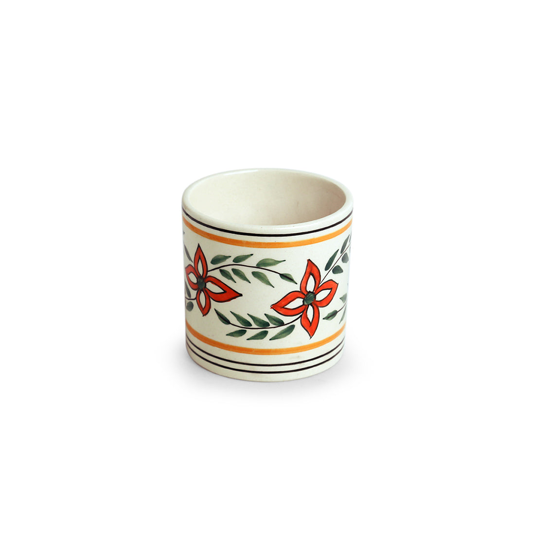 'Ethnic Lily' Handpainted Ceramic Table Planter Pot