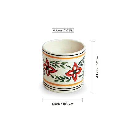 'Ethnic Lily' Handpainted Ceramic Table Planter Pot