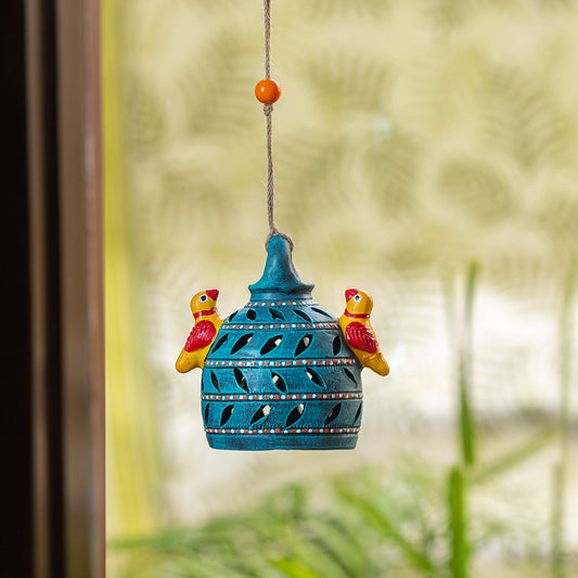 'Beautiful Birdies' Handmade & Handpainted Terracotta Garden Decorative Hanging