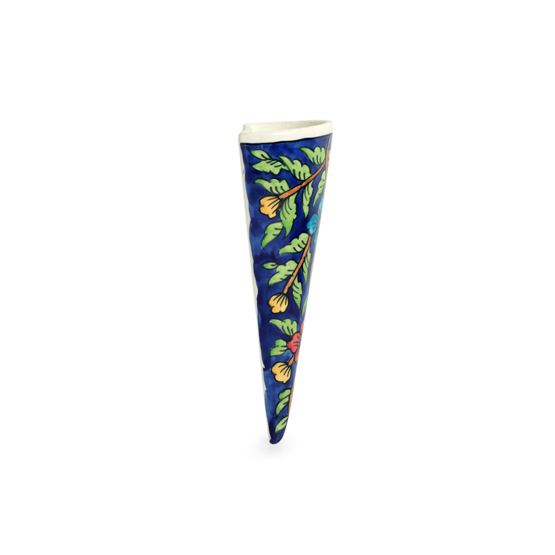 'Floral Cones' Handpainted Wall Planter Pots In Ceramic (Set of 2)