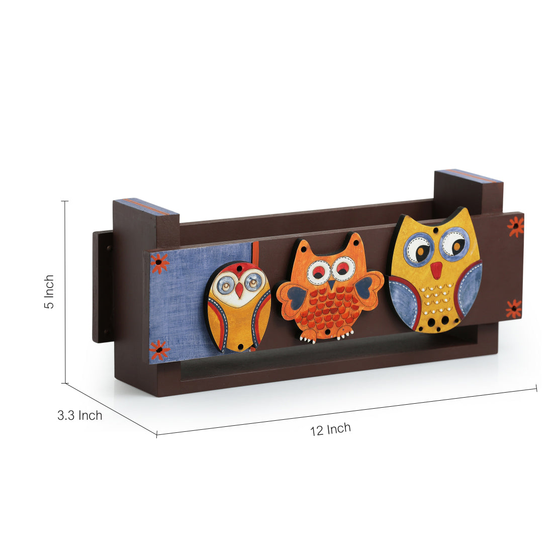 'Triple Owl Motifs' Pine Wood Towel Holder (Upto 3 Towels)