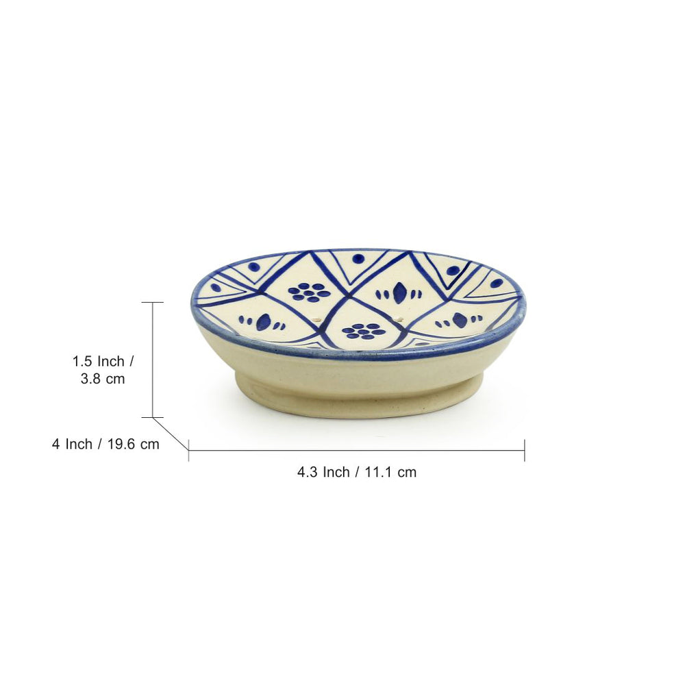 'Moroccan Floral' Handpainted Studio Pottery Ceramic Bathroom Accessory (Set of 3)