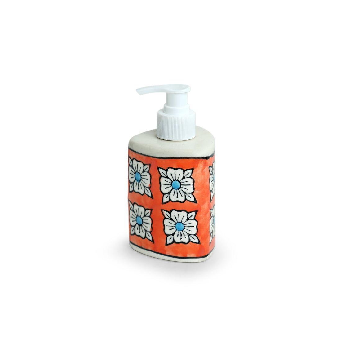 'Marigold Bloom' Handpainted Body Lotion & Liquid Soap Dispenser Bathroom Accessory In Ceramic