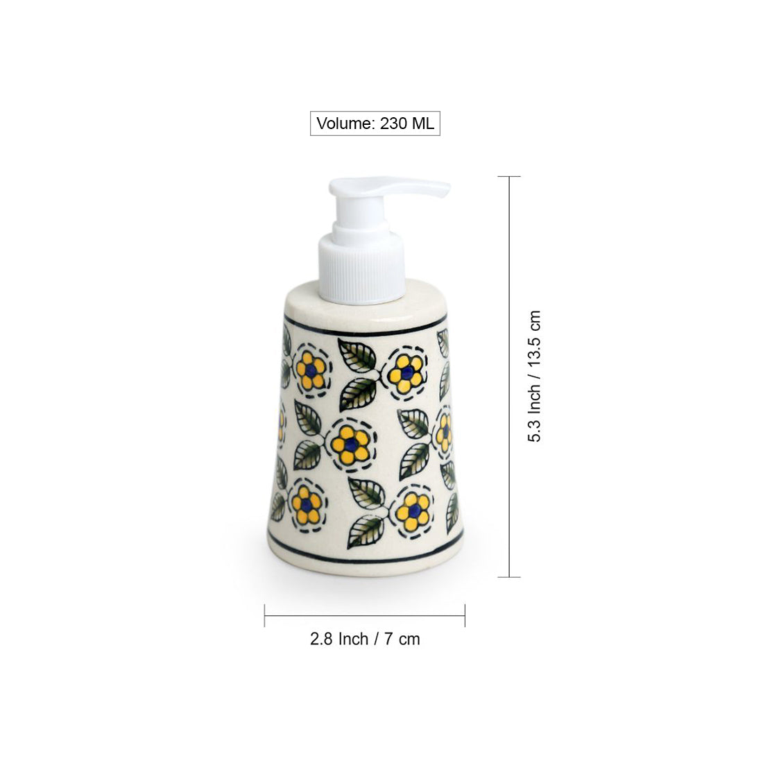 'Yellow Poppy' Handpainted Body Lotion & Liquid Soap Dispenser Bathroom Accessory In Ceramic