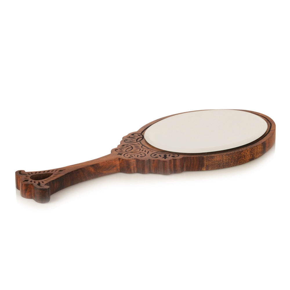 wooden handheld mirror