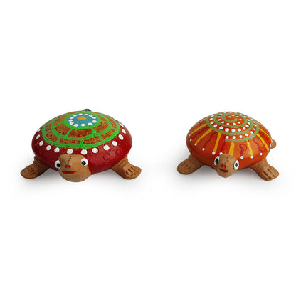 'Squirtle-Turtle' Handmade Terracotta Garden Decorative Showpiece (Set Of 2)
