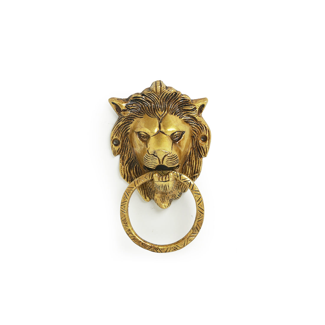 'Lion Laurels' Hand-Etched Cavred Door Knocker In Brass