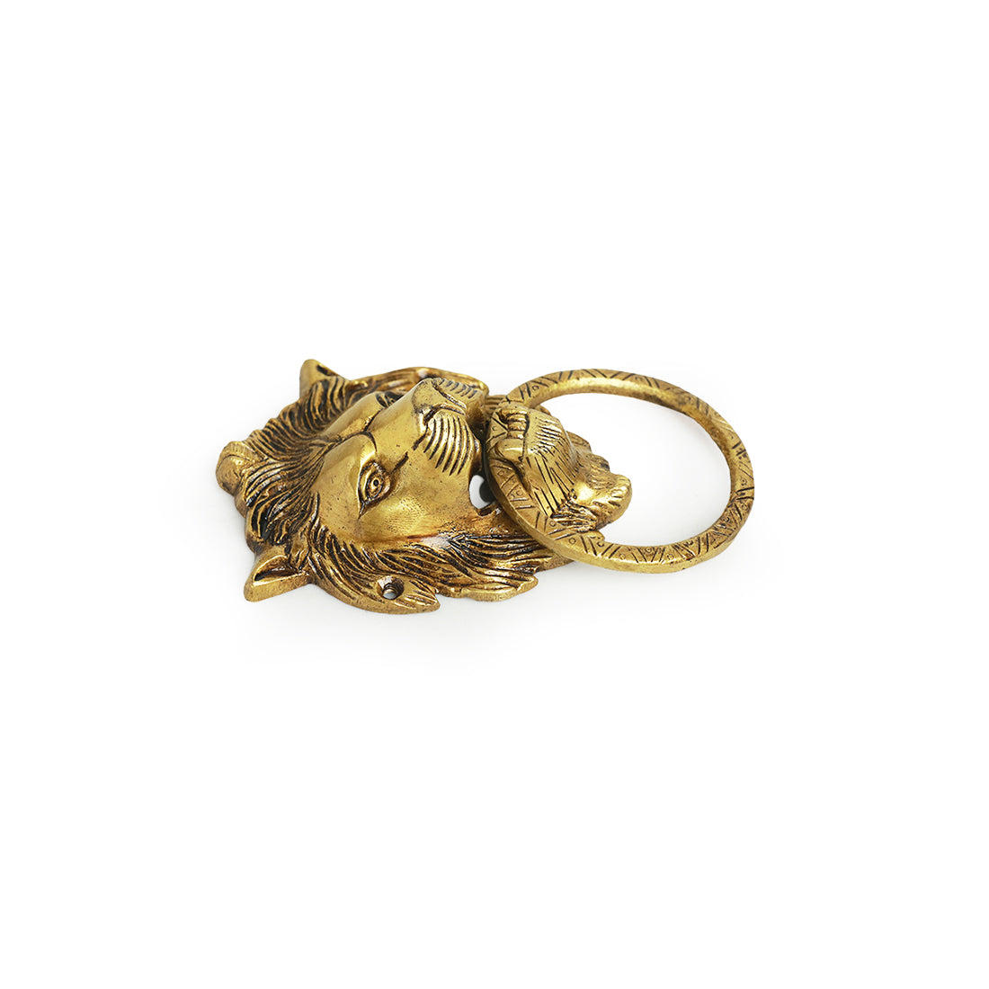 'Lion Laurels' Hand-Etched Cavred Door Knocker In Brass