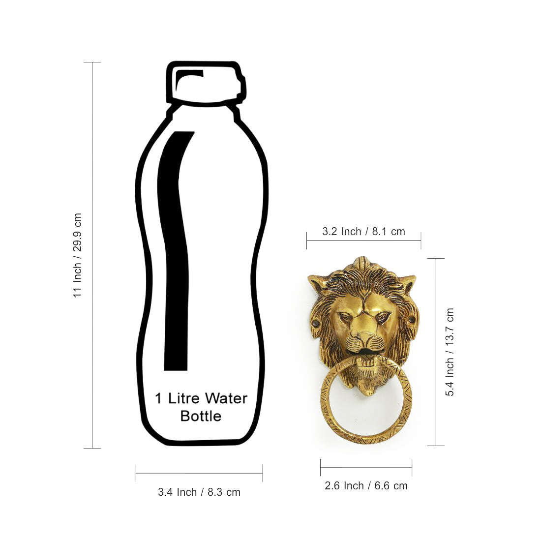 'Lion Laurels' Hand-Etched Cavred Door Knocker In Brass