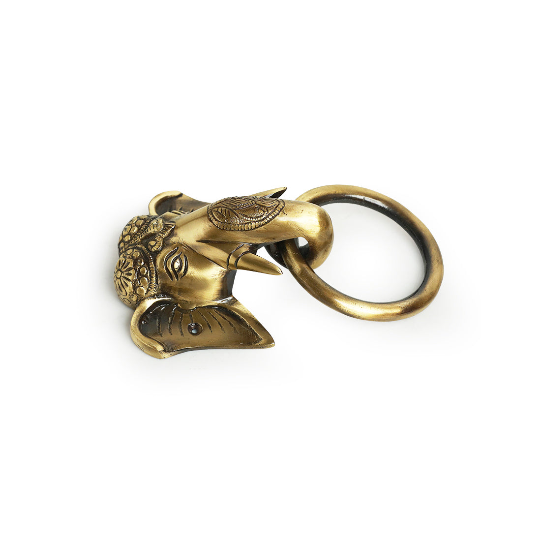 'Elephant Emblems' Hand-Etched Carved Door Knocker In Brass