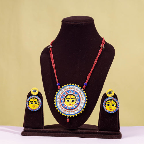 madhubani wooden necklace set