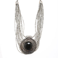 silver beadwork necklace