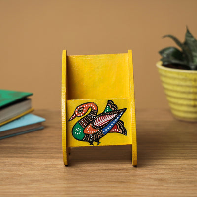 Madhubani Handpainted Wooden Pen Stand