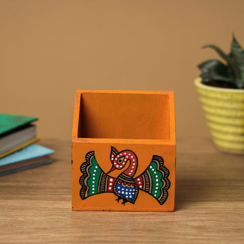  Madhubani Handpainted Wooden Pen Stand 