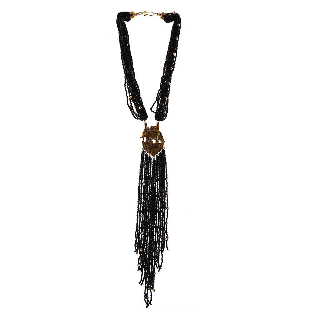 Handcrafted Black & Golden Beads Necklace by Bamboo Tree Jewels