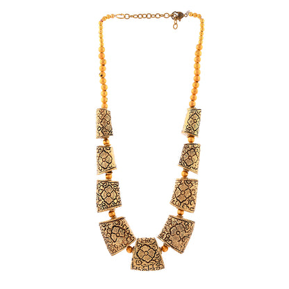 Handcrafted Gold & Black Tone Beads Necklace by Bamboo Tree Jewels