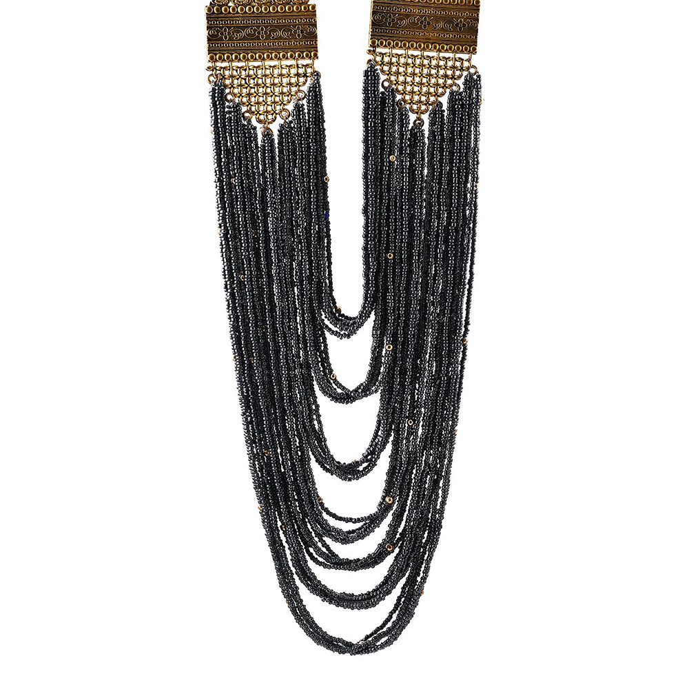 Handcrafted Silver & Golden Beads Necklace by Bamboo Tree Jewels