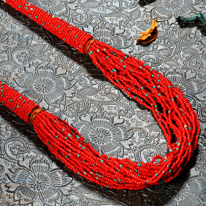 Handcrafted Red & Turquoise Beads Necklace by Bamboo Tree Jewels