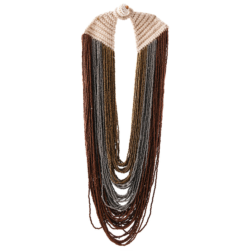 Handcrafted Brown & Silver Beads Necklace by Bamboo Tree Jewels