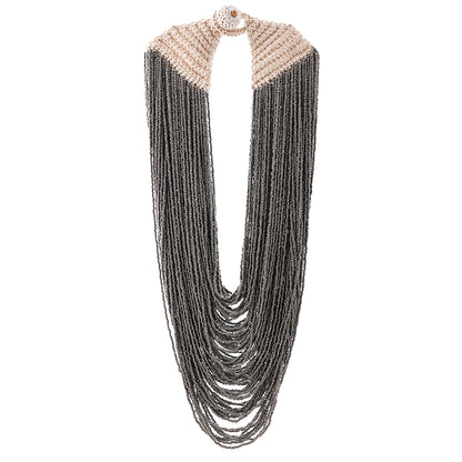 Handcrafted Grey & White Beads Necklace by Bamboo Tree Jewels