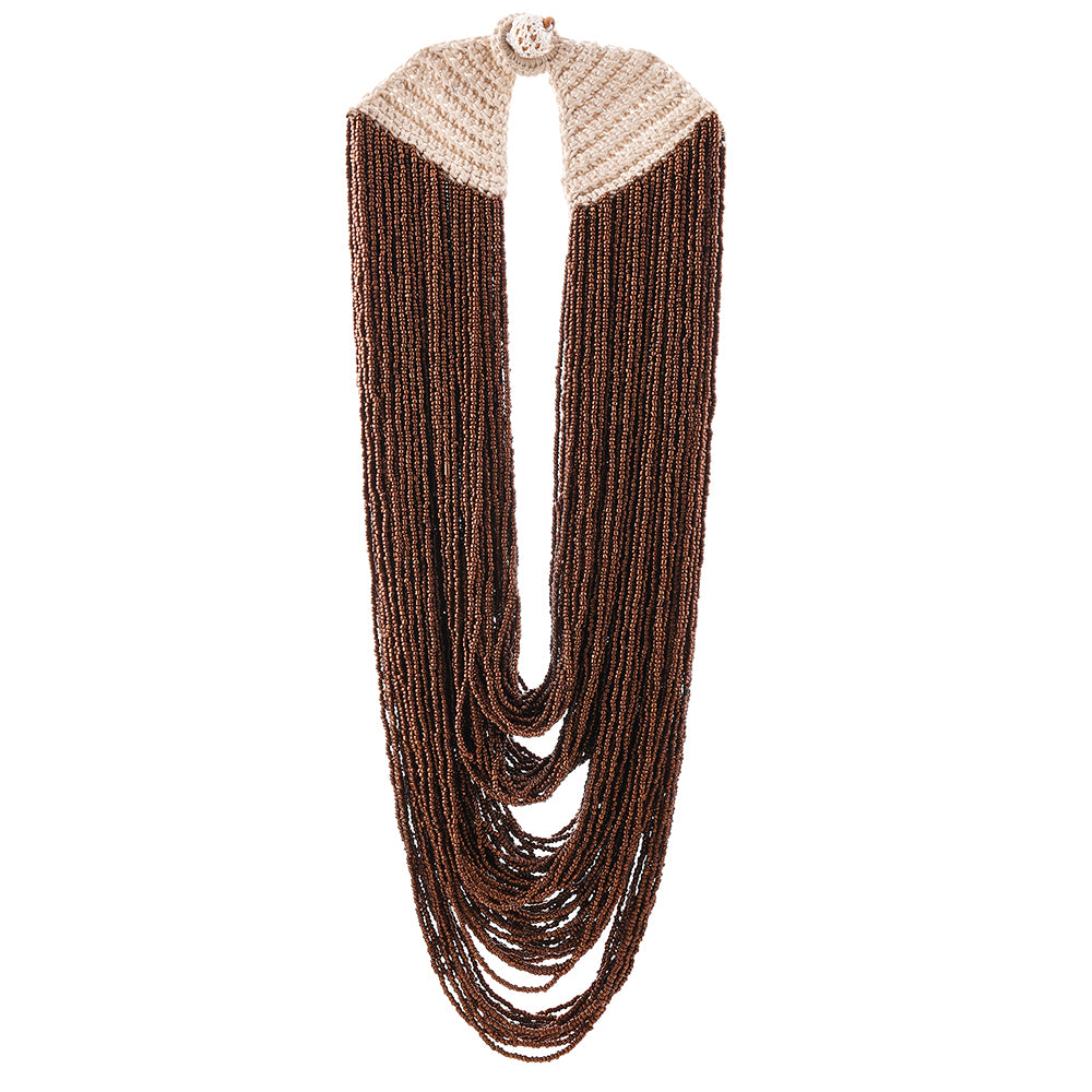 Handcrafted Brown & White Beads Necklace by Bamboo Tree Jewels