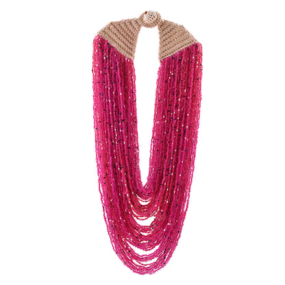 Handcrafted Pink & Blue Beads Necklace by Bamboo Tree Jewels