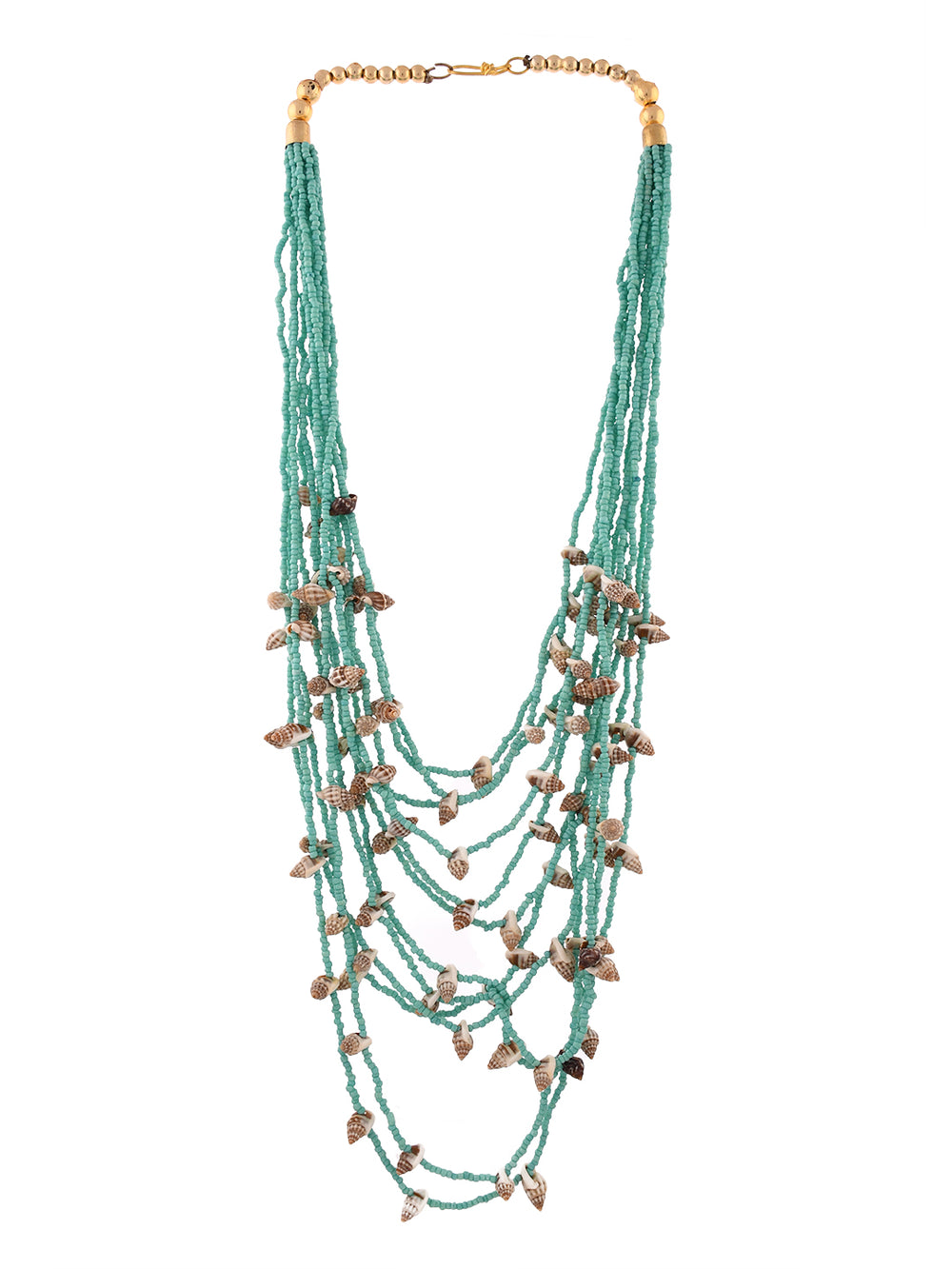 Green White Long Beaded Handcrafted Necklace by Bamboo Tree Jewels