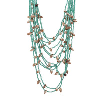 Green White Long Beaded Handcrafted Necklace by Bamboo Tree Jewels