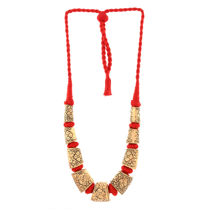 Red Gold Tone Handcrafted Necklace by Bamboo Tree Jewels