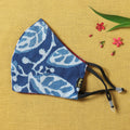  Indigo Block Printed Cotton 3 Layer Snug Fit Face Cover 