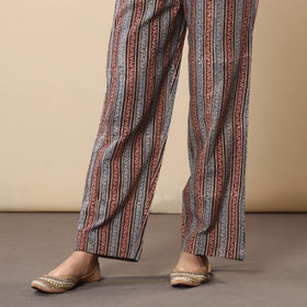 Indigo Red - Ajrakh Block Printed Cotton Flared Gher Kurta with Pant Set 01