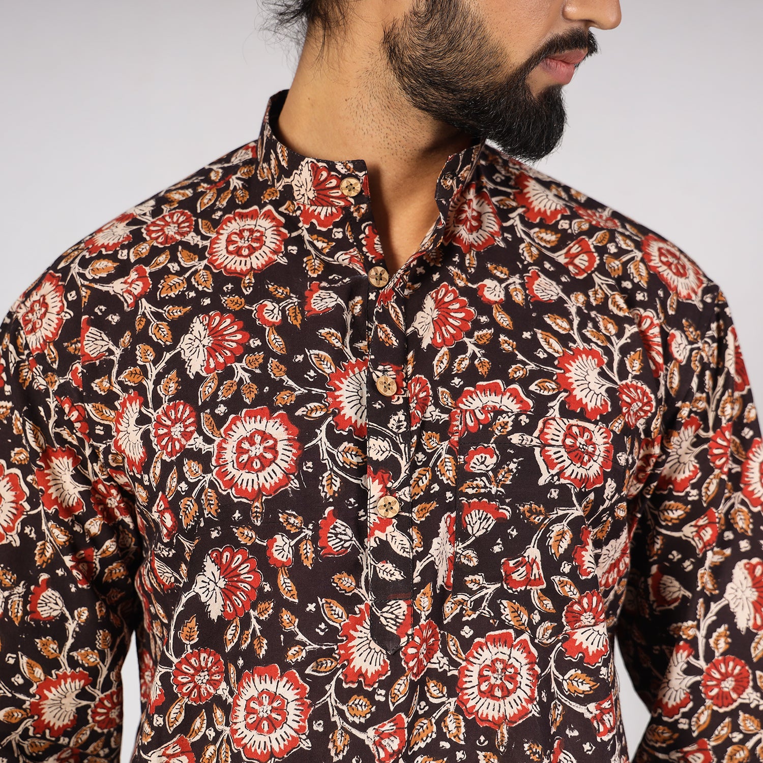 Buy Bagru Block Printed Cotton Men Short Kurta 10 Online at iTokri.com
