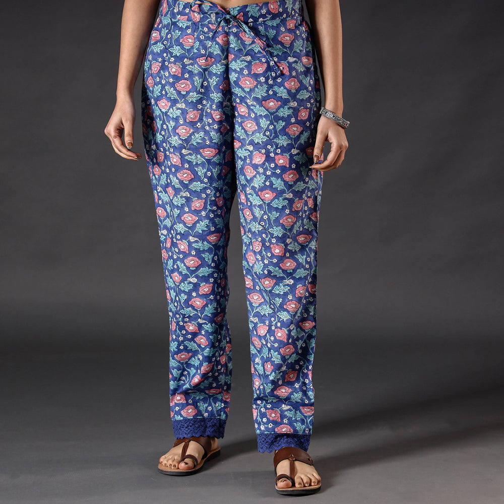 Blue - Sanganeri Block Printing Cotton Pant