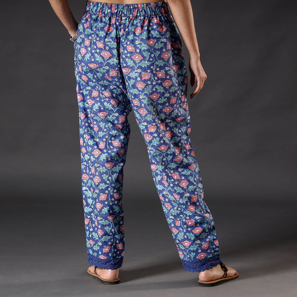 Blue - Sanganeri Block Printing Cotton Pant