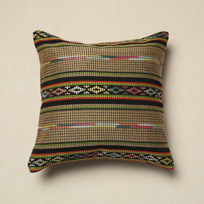 Multicolor - Multicolour Abstract Cotton Jacquard Cushion Cover (18 x 18 in)