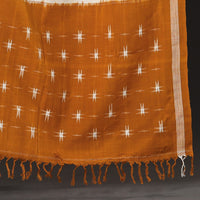 White - Handpainted Cotton Ikat Dupatta by Varushali