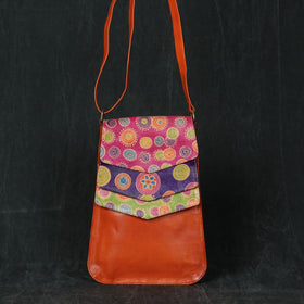  Three Flap Patch Work Leather Sling Bag 