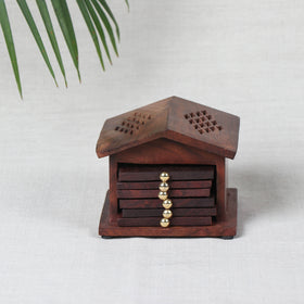  Coaster with Hut Stand (Set of 6) - Handcrafted with Sheesham Wood Online at iTokri.com 