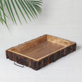 Brown Tray - Handcrafted with Sheesham Wood with Iron Handle
