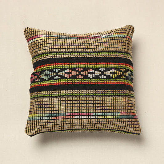 Multicolor - Multicolour Abstract Cotton Jacquard Cushion Cover (12 x 12 in