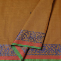 Brown - Kanchipuram Cotton Buti Fabric with Thread Border