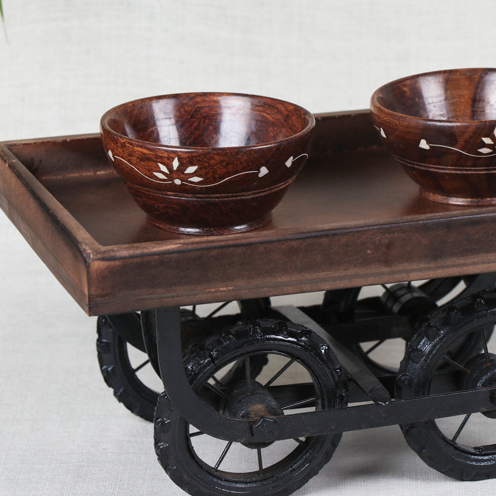 wooden tray with bowls