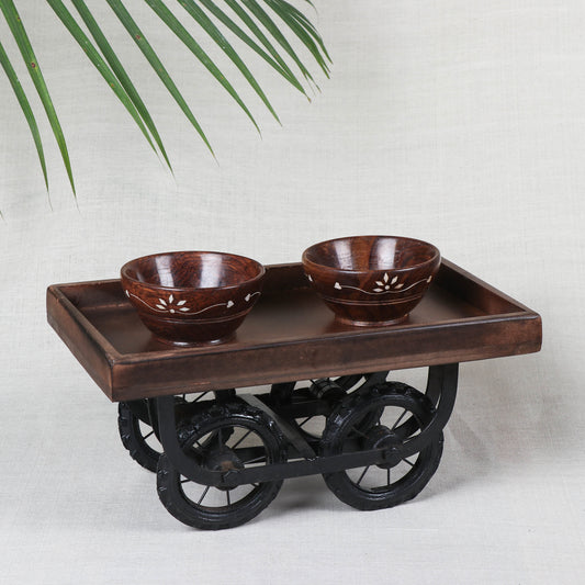 wooden tray with bowls