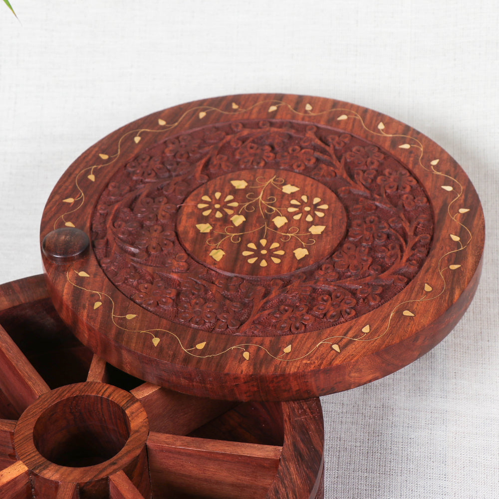 Sheesham Wooden Masala Box