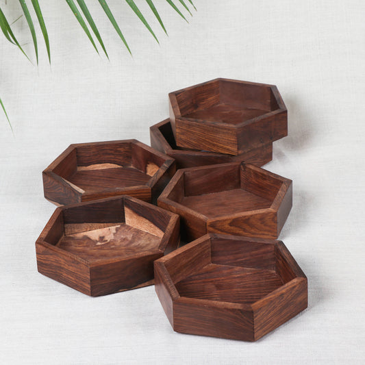 Multipurpose Boxes (Set of 6) - Handcrafted with Sheesham Wood