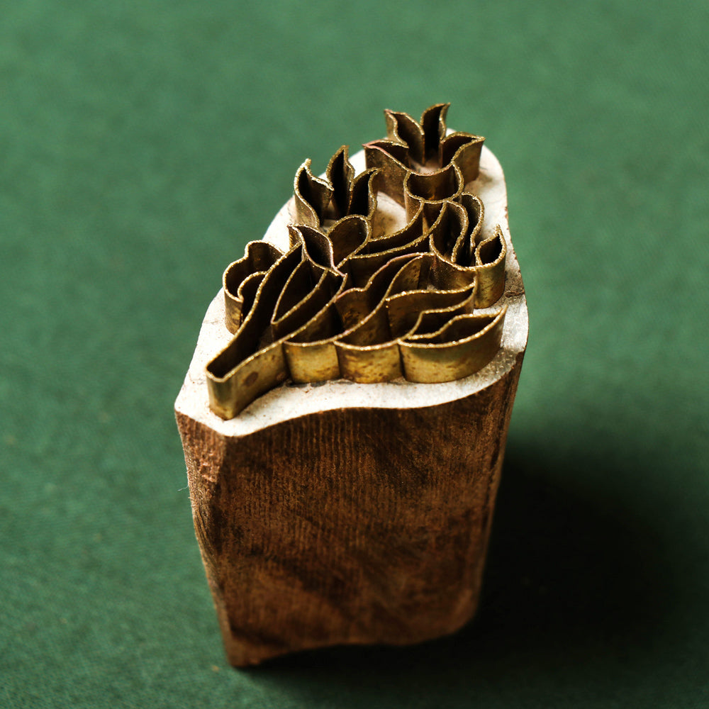 Hand Carved Rohida Wood Brass Block (1 in)