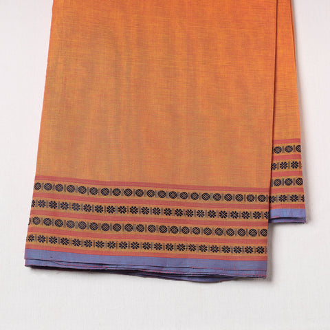 Orange - Kanchipuram Cotton Fabric with Thread Border