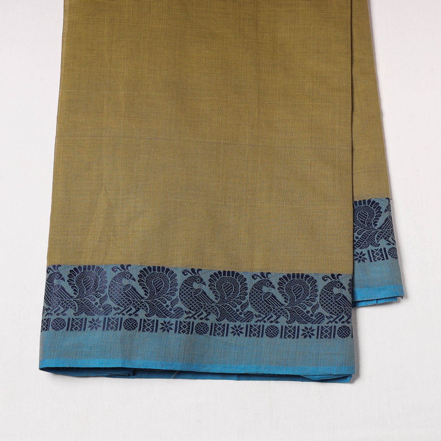 Brown - Kanchipuram Cotton Fabric with Thread Border