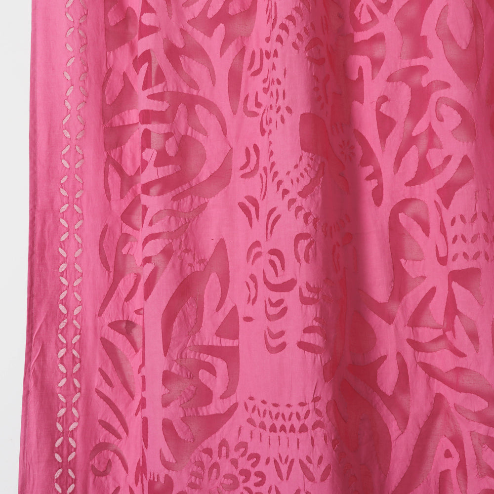 Pink - Barmer Applique Queen Cut Work Door Curtain (7 x 3.5 feet)