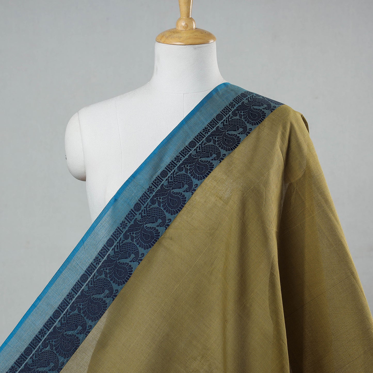 Brown - Kanchipuram Cotton Fabric with Thread Border